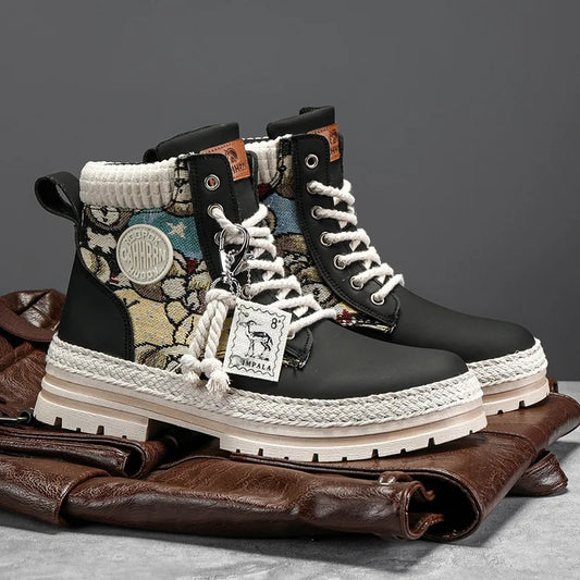 New Men's Winter Boots Outdoor Platform Boots 2023 Designer Men's Shoes Comfortable Desert Boots Street Style Motorcycle Boots - Ghost District