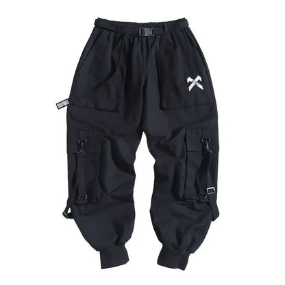 Techwear Ribbons Tactical Cargo Baggy Pants Jogger Men Casual Letter Hip Hop Teenager Sweatpants Joggers Cropped Pants For Men - Ghost District