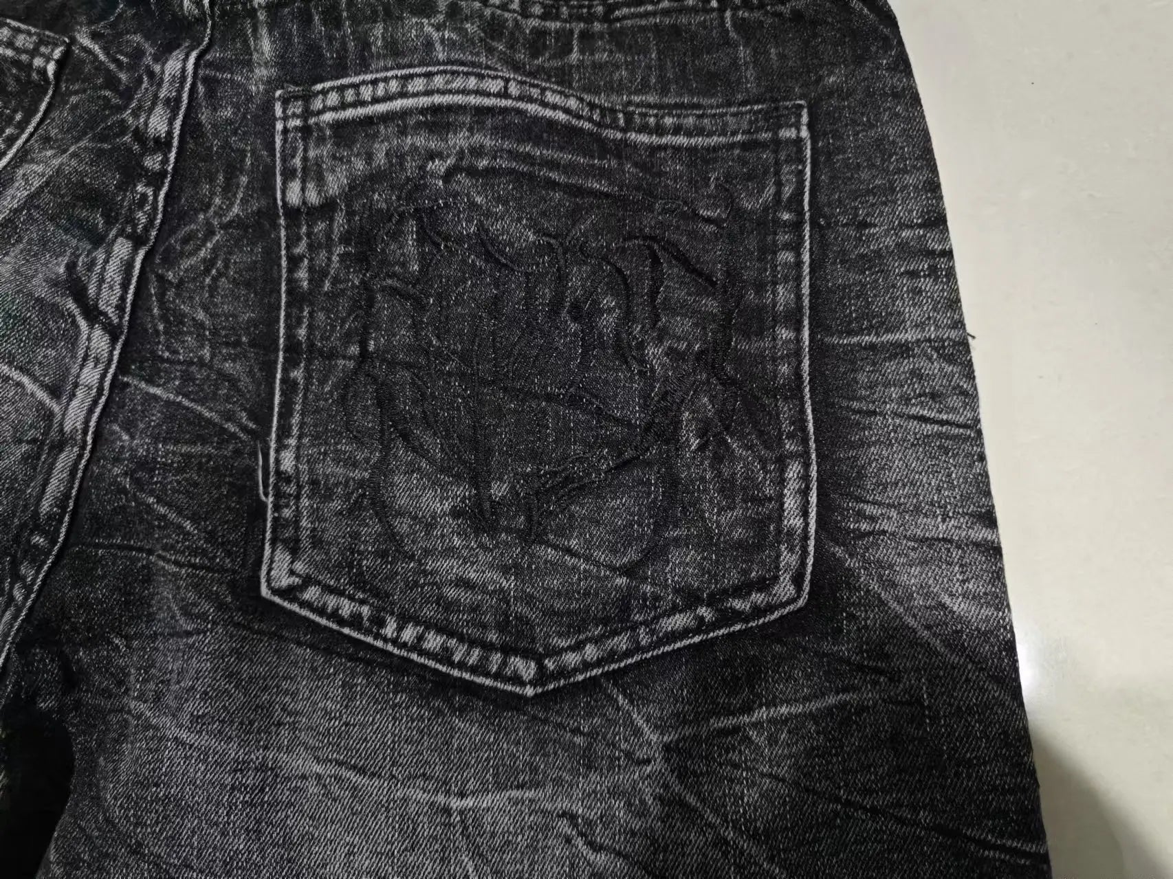 Gothic Retro Oversized Baggy Fit Unisex Mopping Pants Y2K Phantom Jeans High Street Spider Embroidered Patch Hip Hop Streetwear Ghost District