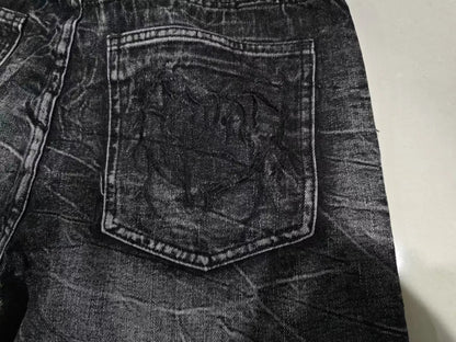 Gothic Retro Oversized Baggy Fit Unisex Mopping Pants Y2K Phantom Jeans High Street Spider Embroidered Patch Hip Hop Streetwear Ghost District