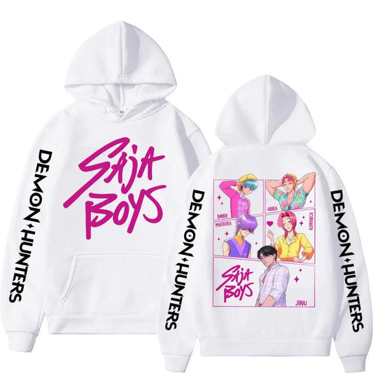 Anime KPop Demon Hunters Saja Boys Hoodies Men Women Trendy Harajuku Sweatshirt Long Sleeves Loose Fleece Casual Street Wear Ghost District