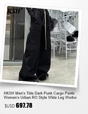 HKSH Heavy Industry Spring Autumn Men's Tide Stacked Collar Sweatshirt Hooded Hoodies Loose Casual Solid Color Punk Coats HK0797 Ghost District