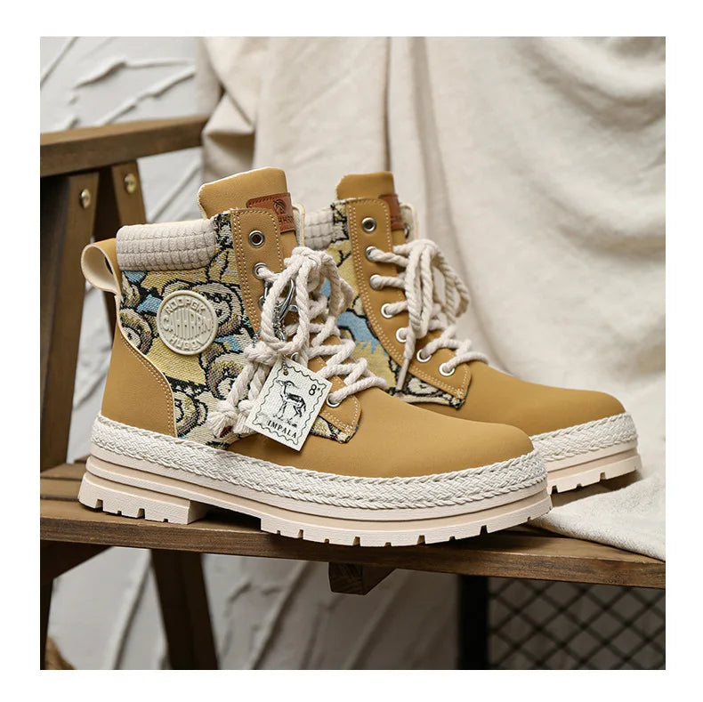 New Men's Winter Boots Outdoor Platform Boots 2023 Designer Men's Shoes Comfortable Desert Boots Street Style Motorcycle Boots - Ghost District