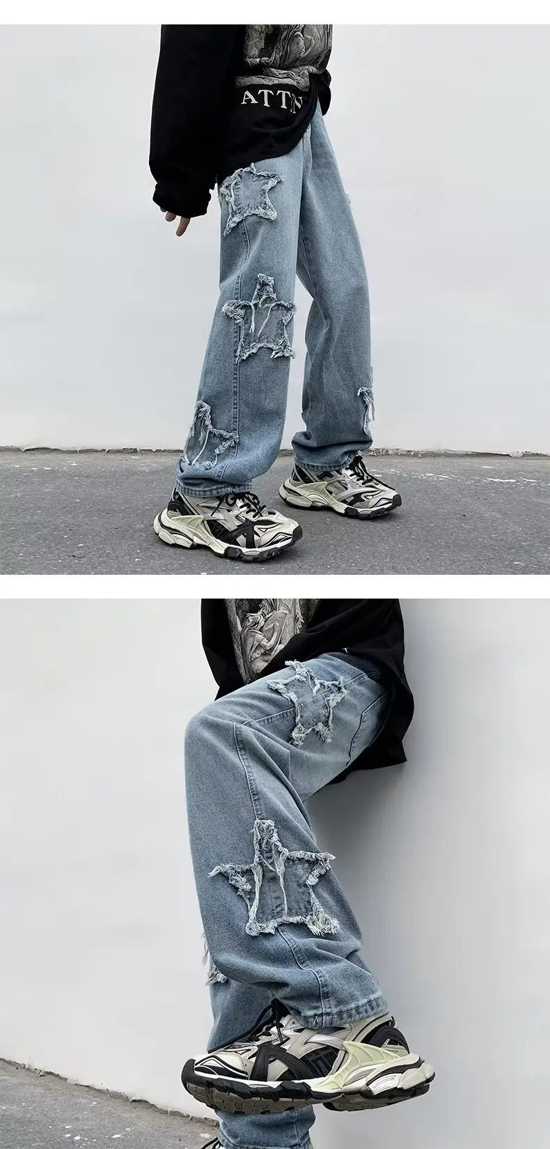 2025 New Fashion Stars Towel Embroidery Brown Men Jeans Pants Y2K Clothes Straight Hip Hop Cotton Trousers Pantalon Homme - Ghost District