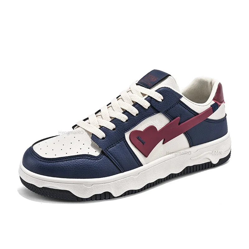 Women Shoes Men Retro Street Heart Pattern Skateboard Shoes Y2K Fashion Sneakers Couple Students Outdoor Sports Casual Shoes - Ghost District