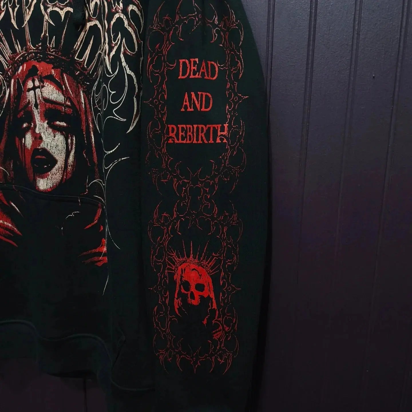 Y2K Harajuku Gothic Style White Oversized Hoodie with Intricate Skull Graphic Print Elaborate Holy Writ Script Design Streetwear - Ghost District