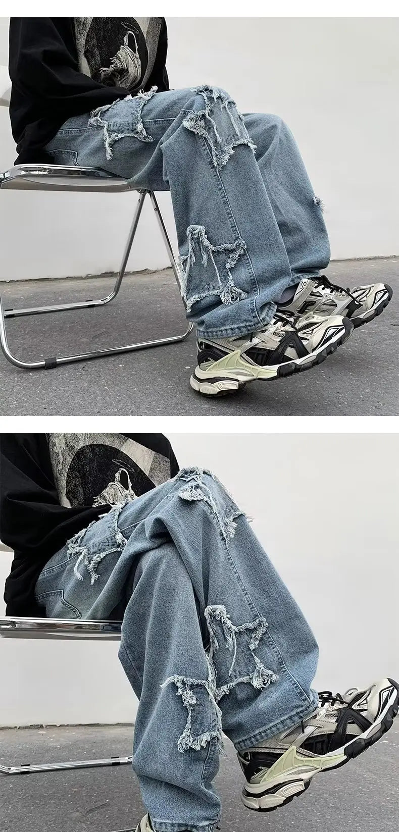 2025 New Fashion Stars Towel Embroidery Brown Men Jeans Pants Y2K Clothes Straight Hip Hop Cotton Trousers Pantalon Homme - Ghost District